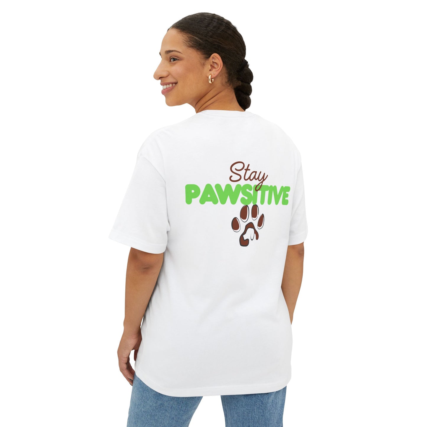 Stay Pawsitive T‑Shirt — Cute Paw Print Rescue Animal Tee