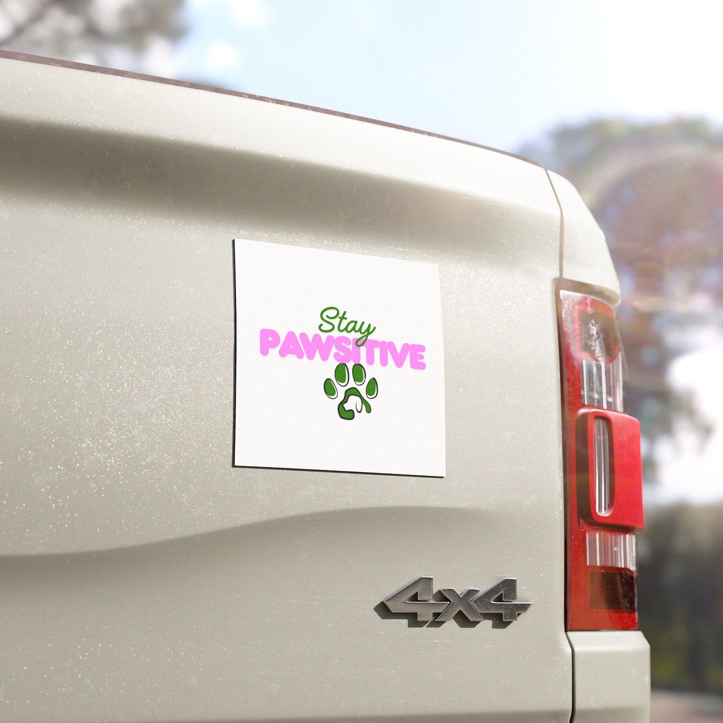 Car Magnet — “Stay Pawsitive” Paw Print Positive Vibes Pet Lover Sticker