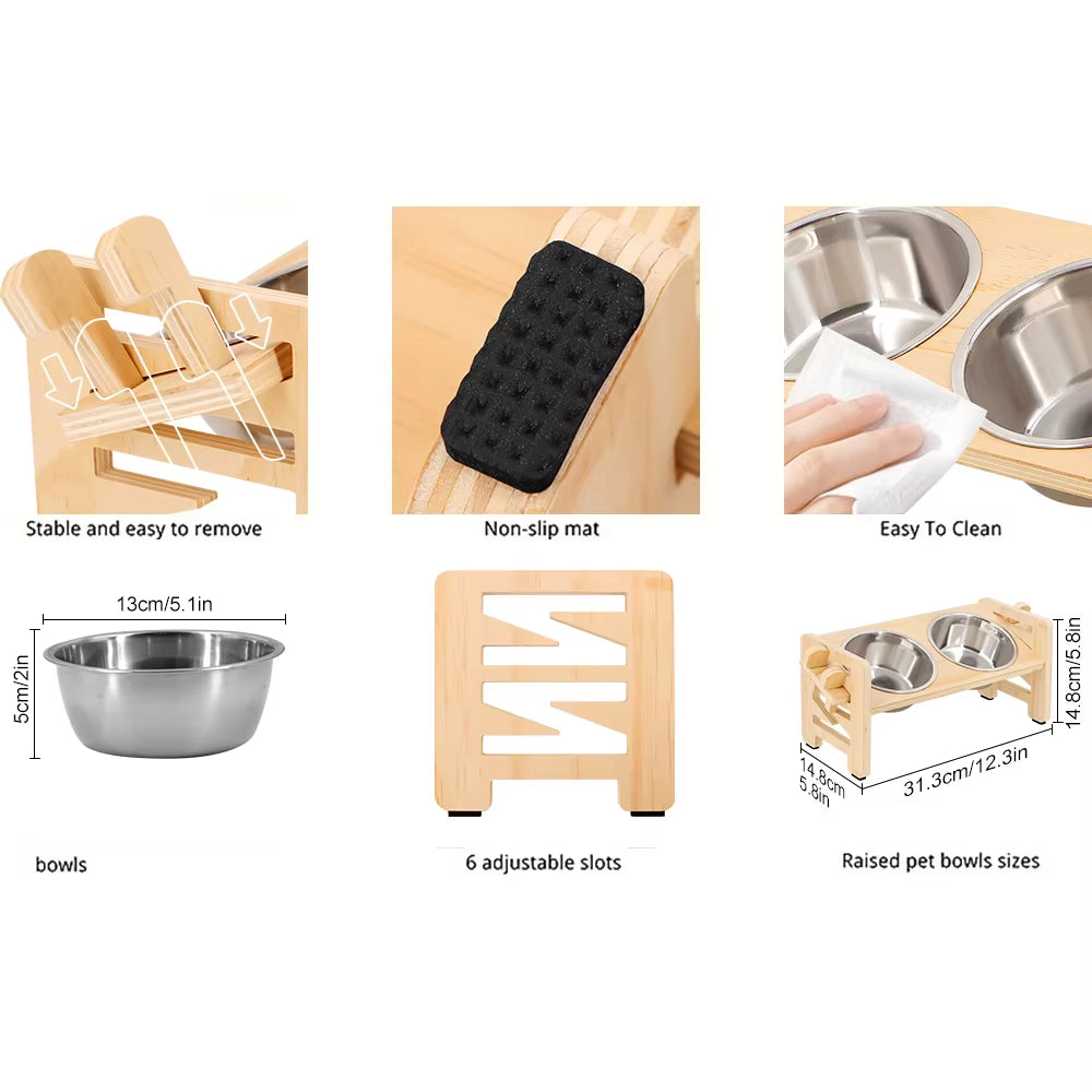 Adjustable Pet Double Bowl Stand