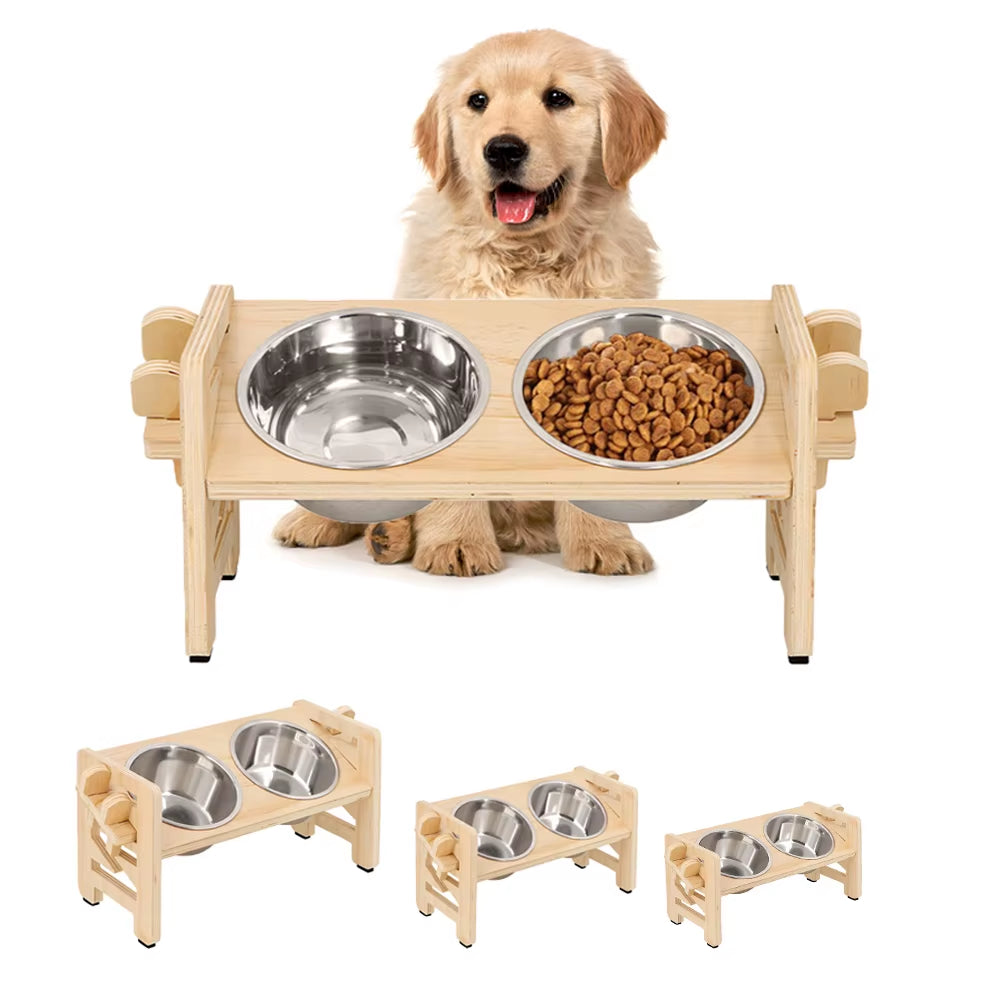 Adjustable Pet Double Bowl Stand