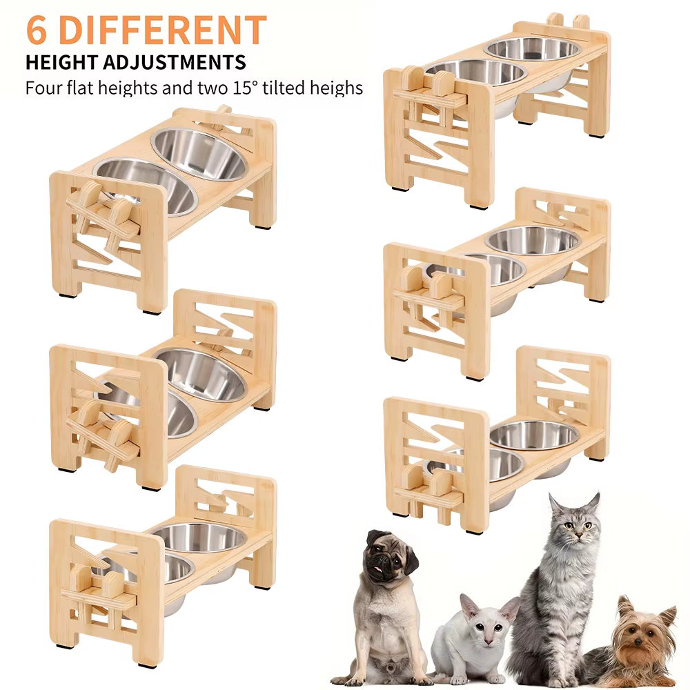 Adjustable Pet Double Bowl Stand