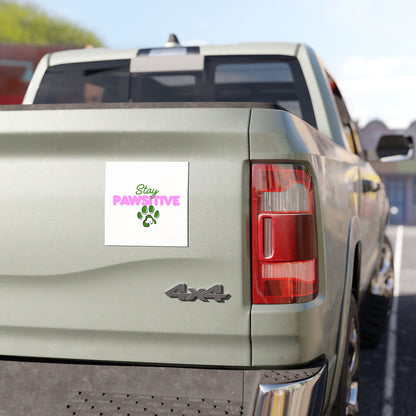 Car Magnet — “Stay Pawsitive” Paw Print Positive Vibes Pet Lover Sticker
