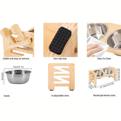 Adjustable Pet Double Bowl Stand