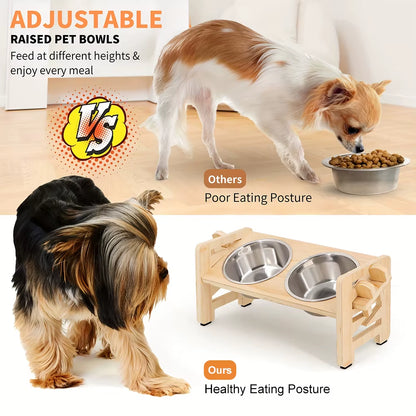 Adjustable Pet Double Bowl Stand