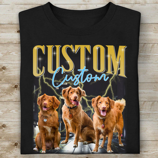 Your Pets Retro Tee-Personalized with Your Own Dog or Cat Photo, Gift for Dad Mom